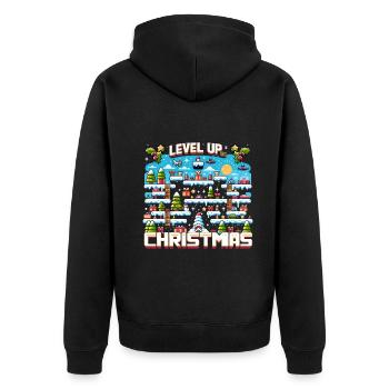 Level Up This Christmas Gamer Controller Holiday - Unisex Premium Organic Zip Hoodie - black - Back - Nico (187cm)