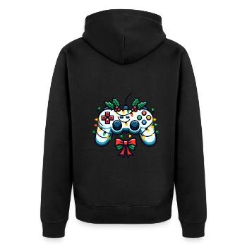 Festive Gamer Controller Holiday Gaming - Unisex Premium Bio Zip Hoodie - Schwarz - Hinten - Nico (187cm)