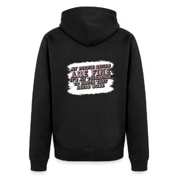 Meine sozialen Fähigkeiten sind in Ordnung - Unisex Premium Bio Zip Hoodie - Schwarz - Hinten - Nico (187cm)