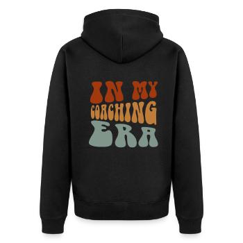 Coach Era Coaching Tees Sportteam Mitarbeiter - Unisex Premium Bio Zip Hoodie - Schwarz - Hinten - Nico (187cm)