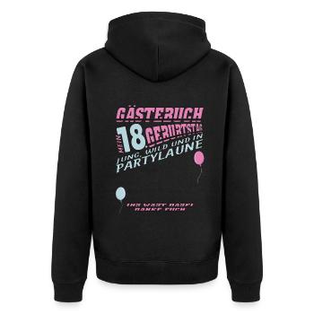 18. Geburtstag Mädchen & Junge Gästebuch - Unisex Premium Bio Zip Hoodie - Schwarz - Hinten - Nico (187cm)
