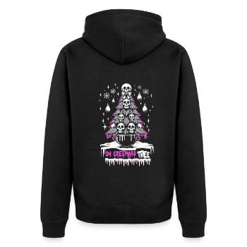 Oh Creepmas Tree Creepy Festive Goth Emo Horror - Unisex Premium Bio Zip Hoodie - Schwarz - Hinten - Nico (187cm)
