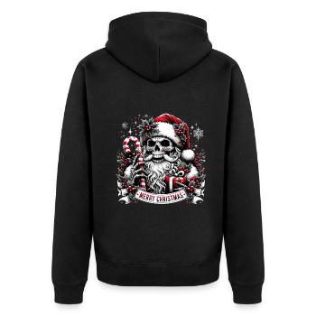 Merry Christmas Creepy Goth Santa Pajama - Unisex Premium Bio Zip Hoodie - Schwarz - Hinten - Nico (187cm)