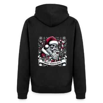 Merry Christmas Creepy Goth Santa Pajama - Unisex Premium Bio Zip Hoodie - Schwarz - Hinten - Nico (187cm)