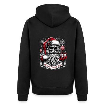 Merry Christmas Creepy Goth Santa Pajama - Unisex Premium Bio Zip Hoodie - Schwarz - Hinten - Nico (187cm)