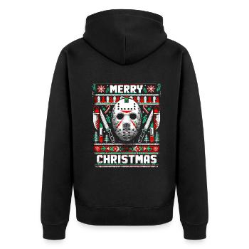Merry Creepmas Festive Slasher Ugly Christmas - Unisex Premium Bio Zip Hoodie - Schwarz - Hinten - Nico (187cm)