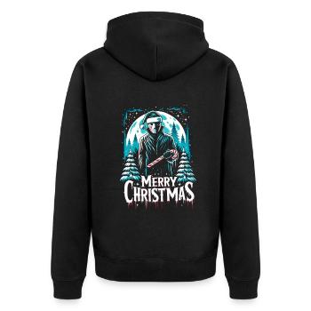 Merry Christmas Festive Slasher Candy Cane Menace - Unisex Premium Bio Zip Hoodie - Schwarz - Hinten - Nico (187cm)