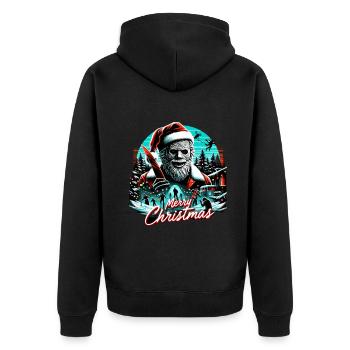 Merry Christmas Festive Slasher Candy Cane Menace - Unisex Premium Bio Zip Hoodie - Schwarz - Hinten - Nico (187cm)