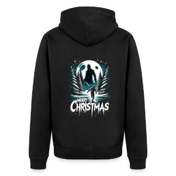 Merry Christmas Festive Slasher Candy Cane Menace - Unisex Premium Bio Zip Hoodie - Schwarz - Hinten - Nico (187cm)