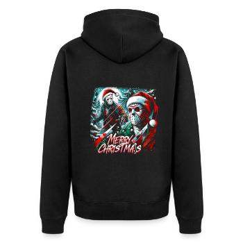Merry Christmas Festive Slasher Candy Cane Menace - Unisex Premium Bio Zip Hoodie - Schwarz - Hinten - Nico (187cm)