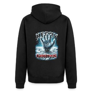 Merry Christmas Festive Slasher Candy Cane Menace - Unisex Premium Bio Zip Hoodie - Schwarz - Hinten - Nico (187cm)