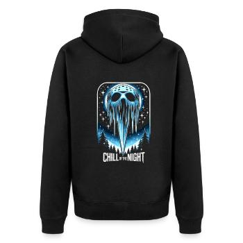 Icicle Impaler - Menacing Winter Night Christmas - Unisex Premium Bio Zip Hoodie - Schwarz - Hinten - Nico (187cm)