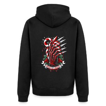 Sweet But Deadly Candy Cane Claws Menacing - Unisex Premium Bio Zip Hoodie - Schwarz - Hinten - Nico (187cm)