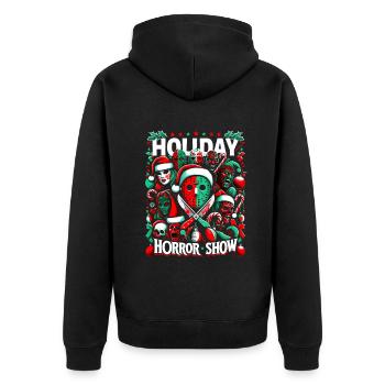 Holiday Horror Show - Slasher and Christmas Fusion - Unisex Premium Bio Zip Hoodie - Schwarz - Hinten - Nico (187cm)