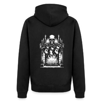 Gothic Fireplace - Unisex Premium Bio Zip Hoodie - Schwarz - Hinten - Nico (187cm)