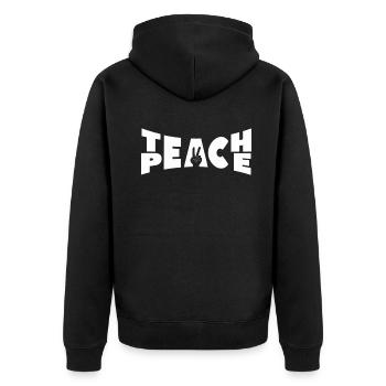 Enseigner la paix Jeu de mots Groovy Hippie Enseignant - Veste à capuche bio Premium Unisexe - noir - Dos - Nico (187cm)