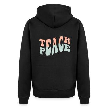 Enseigner la paix Jeu de mots Groovy Hippie Enseignant - Veste à capuche bio Premium Unisexe - noir - Dos - Nico (187cm)