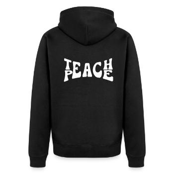 Enseigner la paix Jeu de mots Groovy Hippie Enseignant - Veste à capuche bio Premium Unisexe - noir - Dos - Nico (187cm)