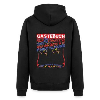 20. Geburtstag Frau & Mann Gästebuch - Unisex Premium Bio Zip Hoodie - Schwarz - Hinten - Nico (187cm)