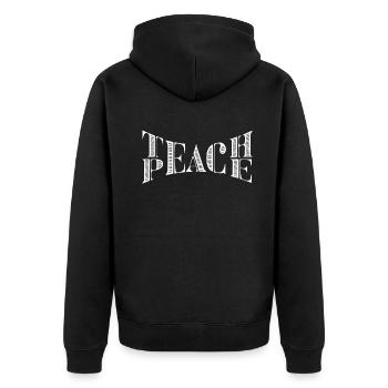 Enseigner la paix Jeu de mots Groovy Hippie Enseignant - Veste à capuche bio Premium Unisexe - noir - Dos - Nico (187cm)