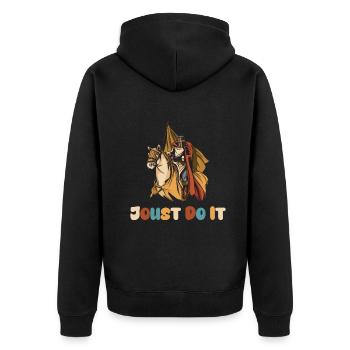 Ritter Mittelalterliche Renaissance-Ritterrüstung - Unisex Premium Bio Zip Hoodie - Schwarz - Hinten - Nico (187cm)