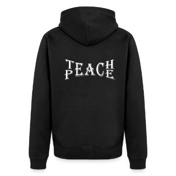 Enseigner la paix Jeu de mots Groovy Hippie Enseignant - Veste à capuche bio Premium Unisexe - noir - Dos - Nico (187cm)