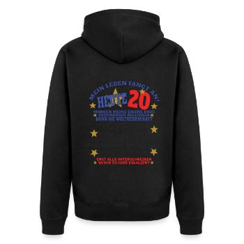20. Geburtstag Frau & Mann Gästebuch - Unisex Premium Bio Zip Hoodie - Schwarz - Hinten - Nico (187cm)