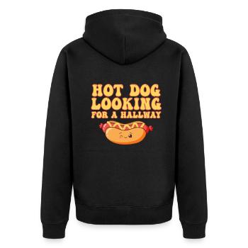 Hot-dog à la recherche d’un couloir - Veste à capuche bio Premium Unisexe - noir - Dos - Nico (187cm)