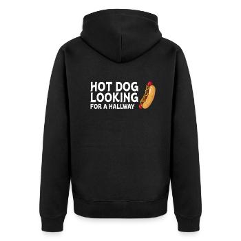 Hot Dog Looking For A Hallway - Unisex Premium Organic Zip Hoodie - black - Back - Nico (187cm)