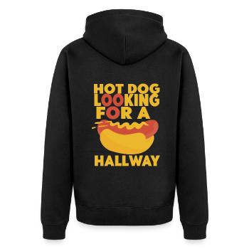 Hot Dog Looking For A Hallway - Unisex Premium Organic Zip Hoodie - black - Back - Nico (187cm)