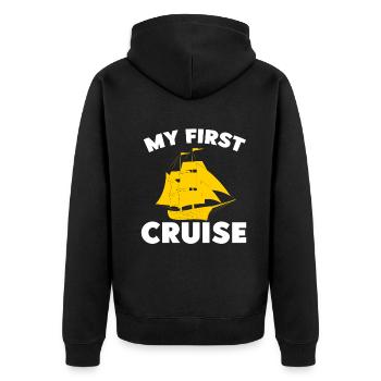 Mein erster Kreuzfahrt-Familienurlaub - lustig und aufregend - Unisex Premium Bio Zip Hoodie - Schwarz - Hinten - Nico (187cm)