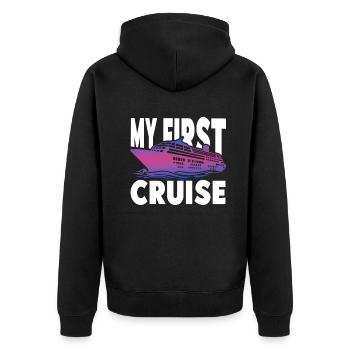 Mein erster Kreuzfahrt-Familienurlaub - lustig und aufregend - Unisex Premium Bio Zip Hoodie - Schwarz - Hinten - Nico (187cm)