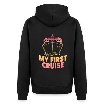 Mein erster Kreuzfahrt-Familienurlaub - lustig und aufregend - Unisex Premium Bio Zip Hoodie - Schwarz - Hinten - Nico (187cm)