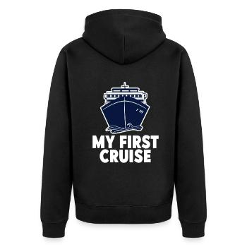 Mein erster Kreuzfahrt-Familienurlaub - lustig und aufregend - Unisex Premium Bio Zip Hoodie - Schwarz - Hinten - Nico (187cm)