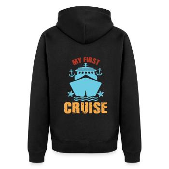 Mein erster Kreuzfahrt-Familienurlaub - lustig und aufregend - Unisex Premium Bio Zip Hoodie - Schwarz - Hinten - Nico (187cm)
