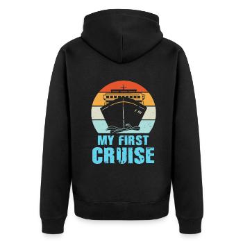 Mein erster Kreuzfahrt-Familienurlaub - lustig und aufregend - Unisex Premium Bio Zip Hoodie - Schwarz - Hinten - Nico (187cm)