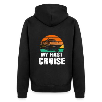 Mein erster Kreuzfahrt-Familienurlaub - lustig und aufregend - Unisex Premium Bio Zip Hoodie - Schwarz - Hinten - Nico (187cm)