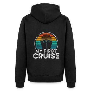 Mein erster Kreuzfahrt-Familienurlaub - lustig und aufregend - Unisex Premium Bio Zip Hoodie - Schwarz - Hinten - Nico (187cm)