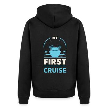 Mein erster Kreuzfahrt-Familienurlaub - lustig und aufregend - Unisex Premium Bio Zip Hoodie - Schwarz - Hinten - Nico (187cm)