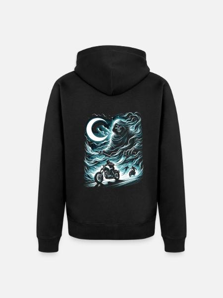 Mystic Moonlight Chase: Slasher on the Prowl - Unisex Premium Bio Zip Hoodie - Schwarz