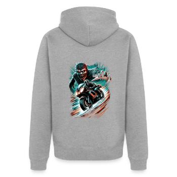 Poursuite d'horreur à grande vitesse Speed Demon - Veste à capuche bio Premium Unisexe - gris chiné - Dos - Nico (187cm)