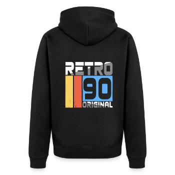 1990 Vintage Classic Retro Limited Edition - Unisex Premium Bio Zip Hoodie - Schwarz - Hinten - Nico (187cm)