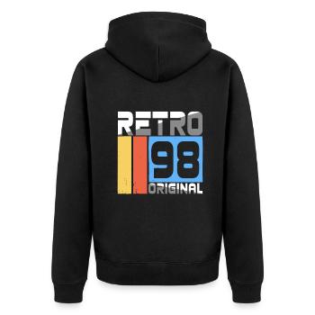 1998 Vintage Classic Retro Limited Edition - Unisex Premium Bio Zip Hoodie - Schwarz - Hinten - Nico (187cm)