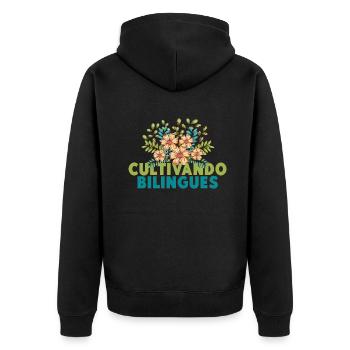 Cultivando Bilingües Spanish Teacher Apparel - Unisex Premium Organic Zip Hoodie - black - Back - Nico (187cm)