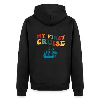 Mein erster Kreuzfahrt-Familienurlaub - lustig und aufregend - Unisex Premium Bio Zip Hoodie - Schwarz - Hinten - Nico (187cm)