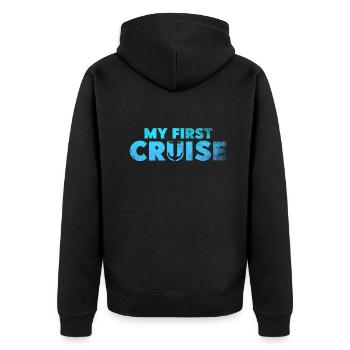 Mein erster Kreuzfahrt-Familienurlaub - lustig und aufregend - Unisex Premium Bio Zip Hoodie - Schwarz - Hinten - Nico (187cm)