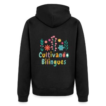 Cultivando Bilingües Spanish Teacher Apparel - Unisex Premium Organic Zip Hoodie - black - Back - Nico (187cm)