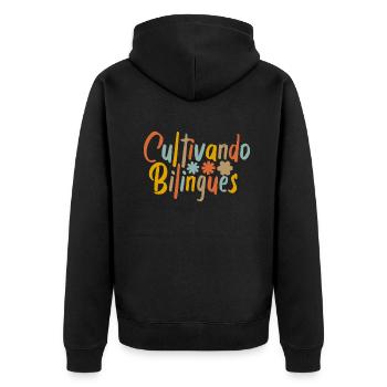 Cultivando Bilingües Spanish Teacher Apparel - Unisex Premium Organic Zip Hoodie - black - Back - Nico (187cm)