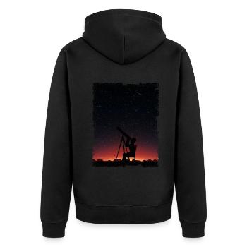 Weltraumfotografie Sternenbeobachtung Teleskop Astronomie - Unisex Premium Bio Zip Hoodie - Schwarz - Hinten - Nico (187cm)