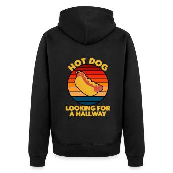 Hot Dog Looking For A Hallway - Unisex Premium Organic Zip Hoodie - black - Back - Nico (187cm)